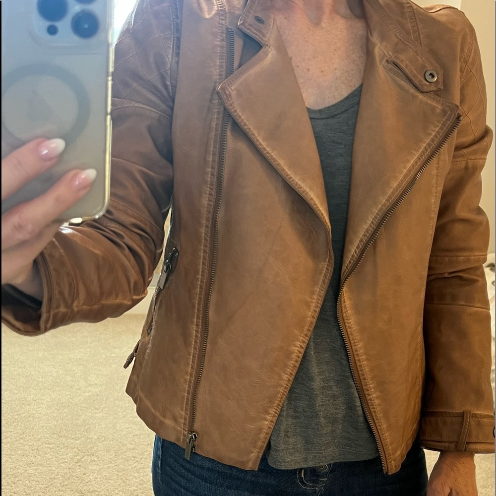 Bagatelle faux leather brown motorcycle jacket Size M